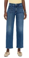 Mother 'the Maven Sneak' Blue Flared Jeans With Mid Rise And Belt Loops In Blue