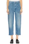 Mother Patch Pocket Private Flood Jeans In Flag Me Down In Blue