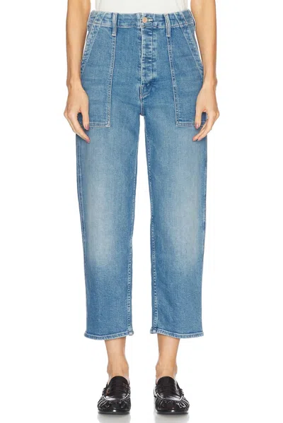 Mother Patch Pocket Private Flood Jeans In Flag Me Down In Blue