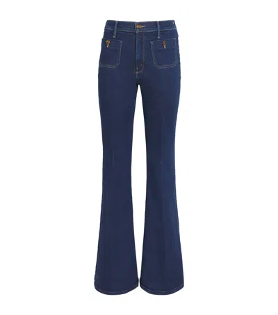 Mother Patch Pocket The Doozy High-rise Flared Jeans In Blue