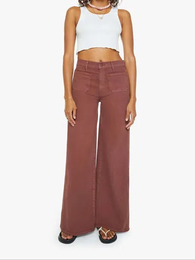 Mother Patch Pocket Undercover Sneak High-rise Wide-leg Jeans In Cats & Dogs Friar Brown In Pink