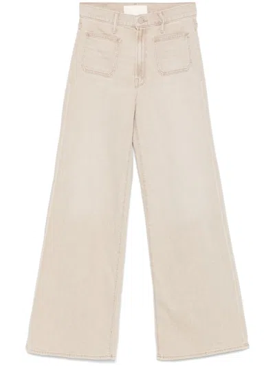 Mother Patch Pocket Undercover Sneak Denim Jeans In Beige