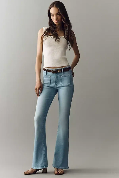 Mother Patch Pocket Weekender Mid-rise Bootcut Jeans In Blue