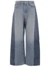 Mother Patchwork Denim Jeans With Classic Five-pocket Design And Wide Fit In Blue