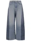 Mother Patchwork Denim Jeans With Classic Five-pocket Design And Wide Fit In Blue