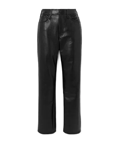 Mother Patent-leather Straight-leg Pants In Black