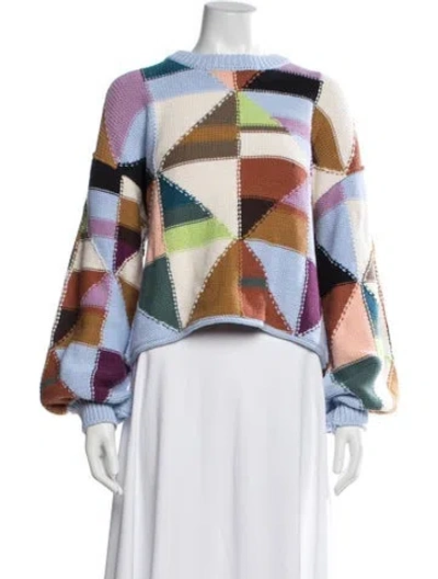 Pre-owned Mother Patterned Crew Neck Sweater In Blue