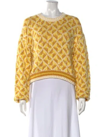 Pre-owned Mother Patterned Crew Neck Sweater In Yellow