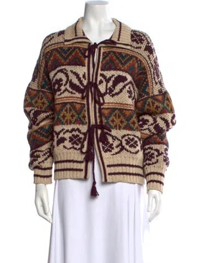 Pre-owned Mother Patterned Open Front Sweater