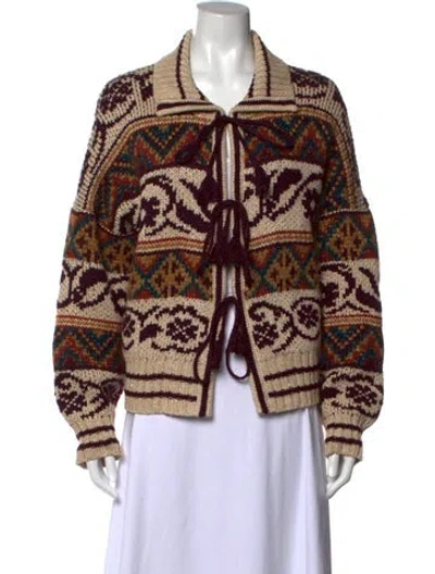 Pre-owned Mother Patterned Open Front Sweater In Metallic/neutrals