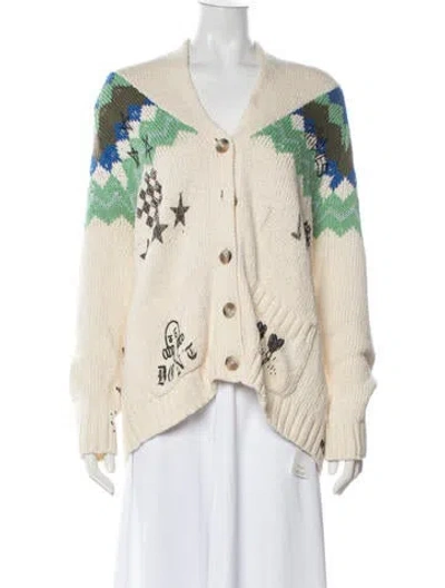 Pre-owned Mother Patterned Open Front Sweater In Neutral