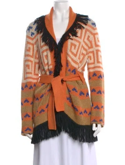Pre-owned Mother Patterned Open Front Sweater In Orange