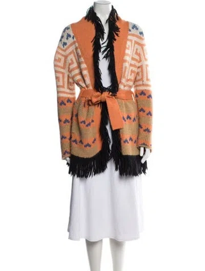 Pre-owned Mother Patterned Open Front Sweater In Orange