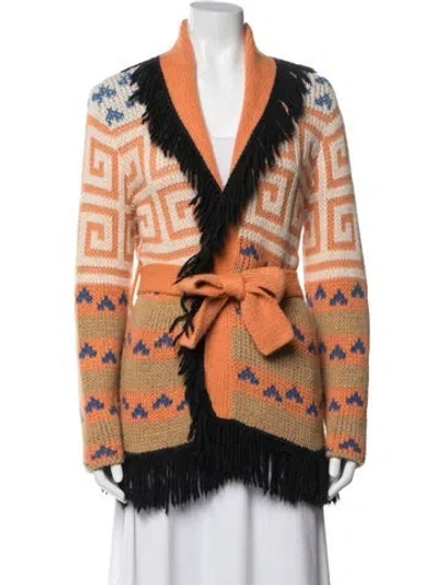 Pre-owned Mother Patterned Open Front Sweater In Orange