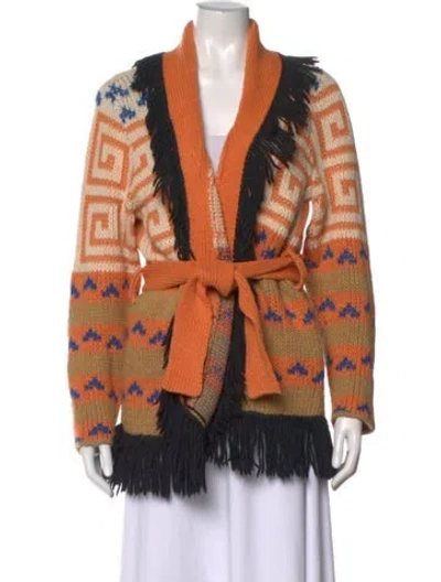 Pre-owned Mother Patterned Open Front Sweater In Orange