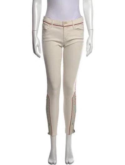 Pre-owned Mother Patterned Skinny Leg Pants In Neutrals