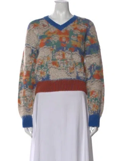 Pre-owned Mother Patterned V-neck Sweater In Multi