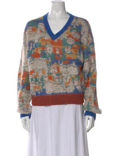 Pre-owned Mother Patterned V-neck Sweater In Multi