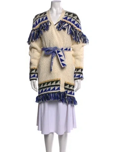 Pre-owned Mother Patterned V-neck Sweater In Neutrals