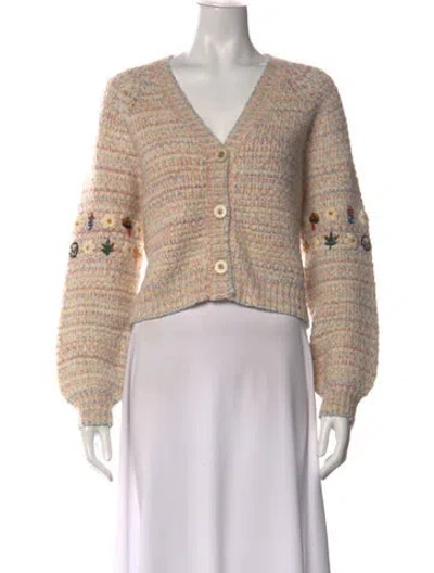 Pre-owned Mother Patterned V-neck Sweater In Pink