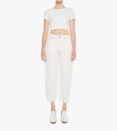 Mother Peeler Ankle Cropped Jeans In A La Carte Natural In White