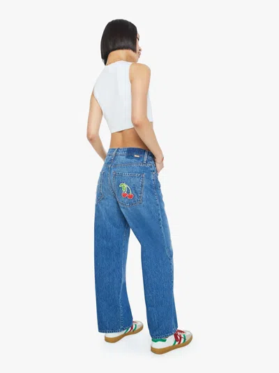 Mother Petites The Lil Dodger Ankle Green Thumb With Cherries Jeans