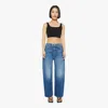 Mother Petites The Lil Full-pipe Flood It's A Small World Pants In Blue