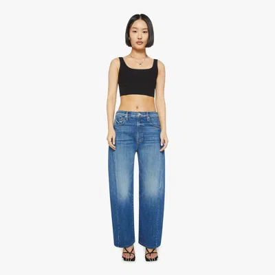 Mother Petites The Lil Full-pipe Flood It's A Small World Pants In Blue