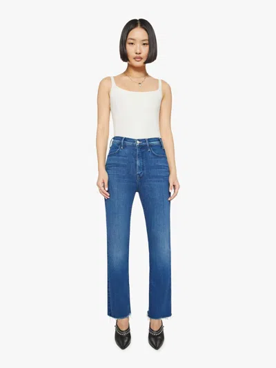 Mother Petites The Lil Hustler Flood Fray Whatever You Want Jeans In Blue - Size 34