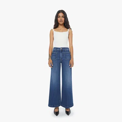 Mother Petites The Lil Hustler Roller Patch Pocket Skimp One Last Shot Jeans In Blue