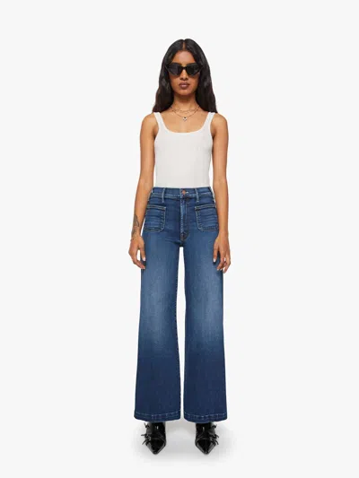 Mother Petites The Lil Hustler Roller Patch Pocket Sneak Taking Chances Jeans In Blue