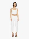 Mother Petites Lil Insider Mid Rise Crop Step Fray Jeans In Fairest Of Them All In White