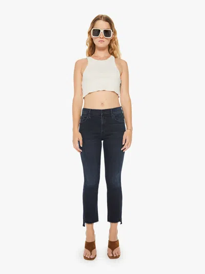 Mother Petites The Lil' Insider Crop Step Fray Night In Venice Jeans In Black
