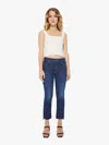 Mother Petites The Lil Insider Crop Step Fray Off Limits Jeans In Blue - Size 34 In Blue