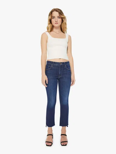 Mother Petites The Lil Insider Crop Step Fray Off Limits Jeans In Blue - Size 34 In Multi