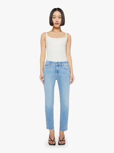MOTHER PETITES THE LIL MID RISE DAZZLER ANKLE FRAY BLESSING IN DISGUISE JEANS IN BLUE - SIZE 33