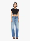 Mother Petites The Lil Mid Rise Tunnel Vision Sneak I'm A Winner Jeans In Multi