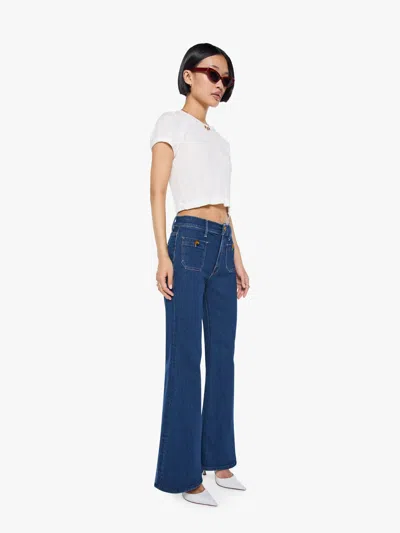 Mother Petites The Lil Patch Pocket Doozy Sneak Retrograde Rodeo Jeans In Blue - Size 23