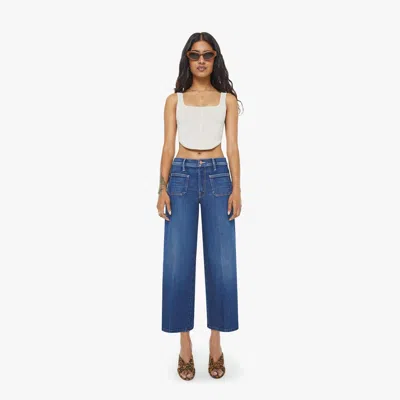 Mother Petites The Lil Patch Pocket Mid Rise Maven Ankle Cocktail Hour Jeans In Blue