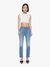Mother Petites The Lil Pixie Dazzler Ankle Fray Boogie Down Jeans In Blue
