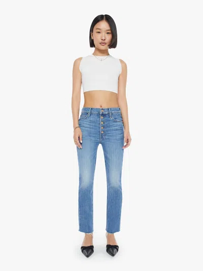 Mother Petites The Lil Pixie Dazzler Ankle Fray Boogie Down Jeans In Blue