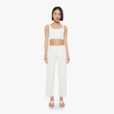 Mother Petites The Lil Rambler Zip Ankle Puffs Pants In Cream