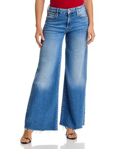 Mother Petites The Lil Roller Fray Wide Leg Jeans In Fan Favorite In Blue