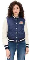 Mother The Pillow Talk Letterman Jacket Second String In Navy - Size Medium In Blue