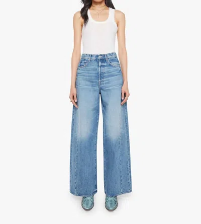 Mother Pipe Dream Button Sneak Barrel Leg Jeans In Folk Star In Blue