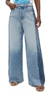 Mother The Pipe Dream Button Sneak Fray Distressed High-rise Wide-leg Jeans