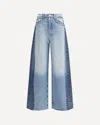 Mother Womens Blinded By The Dark Pipedream Sneak Fray Wide-leg Denim Jeans In Blue