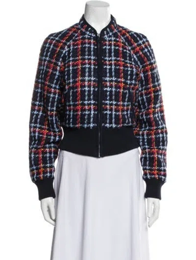 Pre-owned Mother Plaid Print Bomber Jacket In Blue