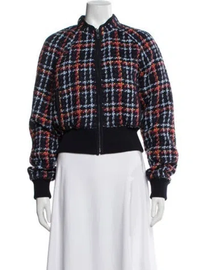 Pre-owned Mother Plaid Print Bomber Jacket In Blue