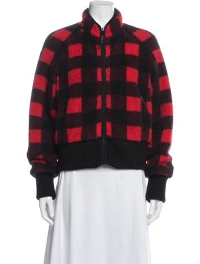 Pre-owned Mother Plaid Print Bomber Jacket In Red